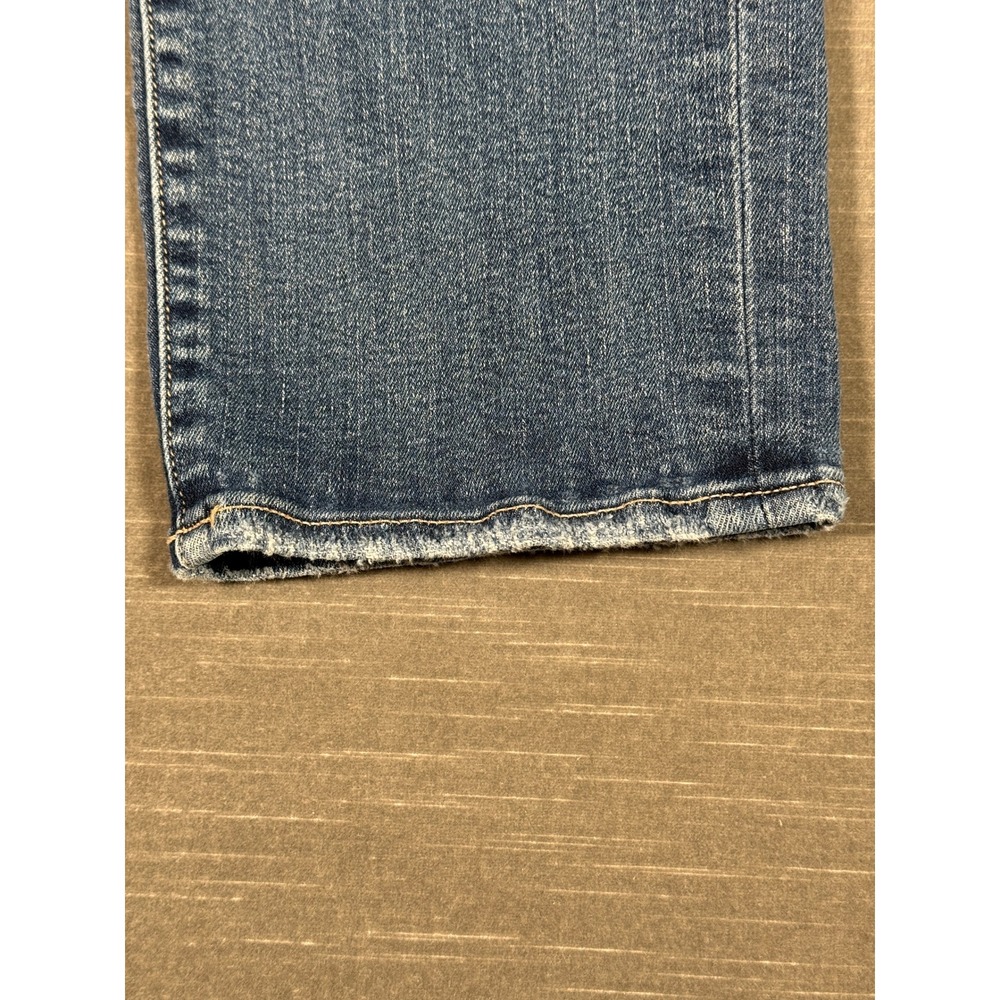 Paige Womens Distressed Straight Leg Jeans Brigitte Medium Wash Blue Denim - Picture 8 of 14